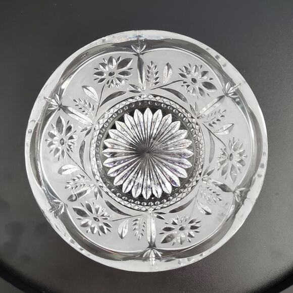 Lausitzer Glas Vintage Floral Pattern Frosted Crystal Bowll - Picture 3 of 8